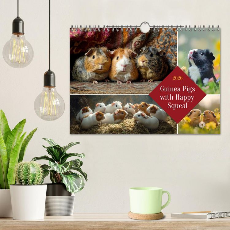 Produktbild: Guinea Pigs with Happy Squeal (Wall Calendar 2026 DIN A4 landscape), CALVENDO 12 Month Wall Calendar