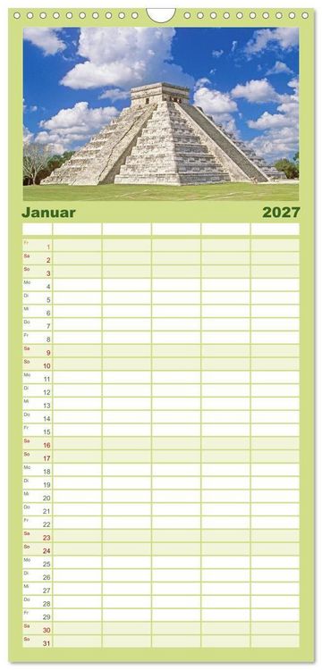 Produktbild: Familienplaner 2027 - Alte Kulturen Mittel- und S&uuml;damerikas: Versunkene Welten mit 5 Spalten (Wandkalender, 21 x 45 cm) CALVENDO