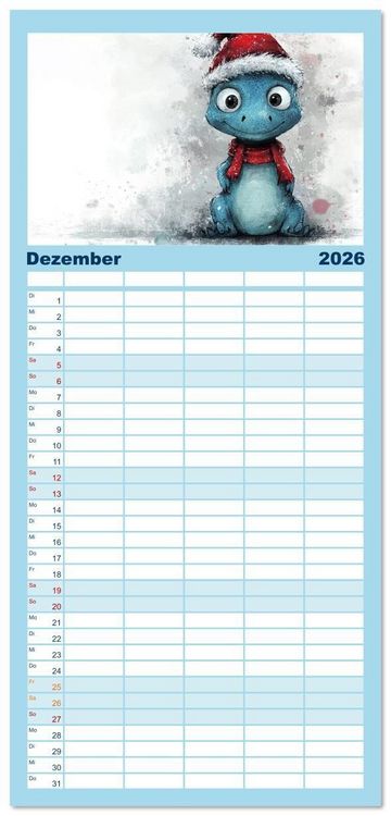 Produktbild: Familienplaner 2026 - Dinozauber &ndash; Wenn Urzeitbewohner zu Freunden werden mit 5 Spalten (Wandkalender, 21 x 45 cm) CALVENDO