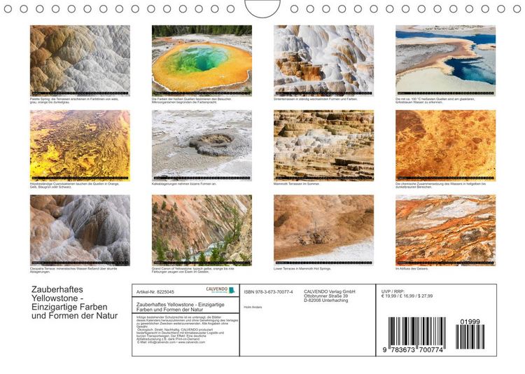 Produktbild: Zauberhaftes Yellowstone - Einzigartige Farben und Formen der Natur (Wandkalender 2022 DIN A4 quer)