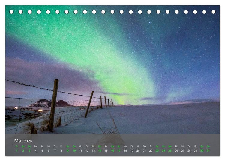 Produktbild: Naturwunder Polarlicht (Tischkalender 2026 DIN A5 quer), CALVENDO Monatskalender