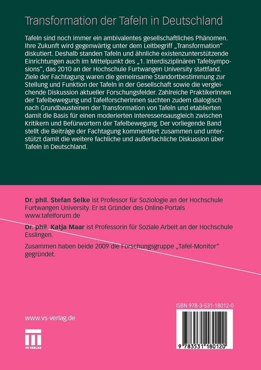 Produktbild: Transformation der Tafeln in Deutschland