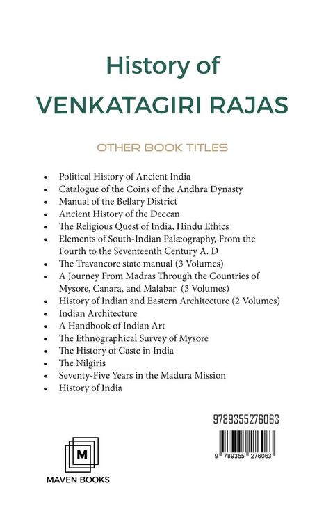 Produktbild: History Of Venkatagiri Rajas