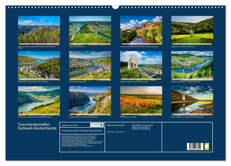 Produktbild: Traumlandschaften S&uuml;dwest-Deutschlands (Wandkalender 2026 DIN A2 quer), CALVENDO Monatskalender
