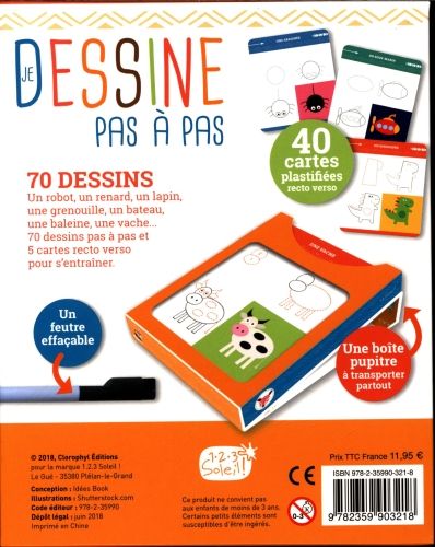 Produktbild: Je dessine pas &agrave; pas : 70 dessins et 1 feutre 4+