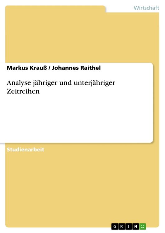 Produktbild: Analyse j&auml;hriger und unterj&auml;hriger Zeitreihen