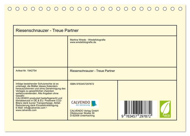 Produktbild: Riesenschnauzer - Treue Partner (Tischkalender 2026 DIN A5 quer), CALVENDO Monatskalender