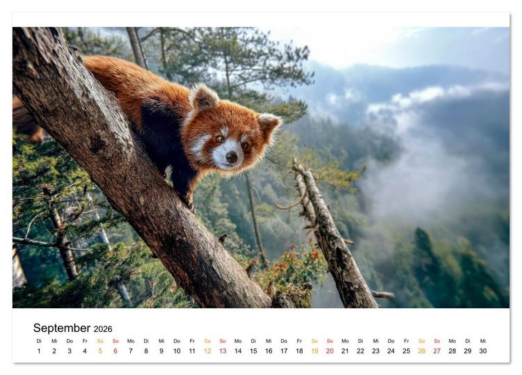 Produktbild: Roter Panda - die Stimme der Wildnis (Tischkalender 2026 DIN A5 quer), CALVENDO Monatskalender