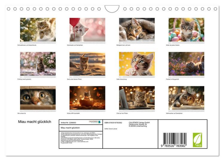 Produktbild: Miau macht gl&uuml;cklich (Wandkalender 2027 DIN A4 quer), CALVENDO Monatskalender