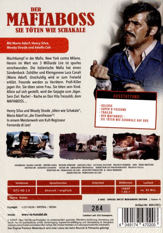 Produktbild: Der Mafiaboss - Sie t&ouml;ten wie Schakale - Mediabook - Cover A - Inkl. Poster A4, gefaltet, 7 Postkarten, 1 Untersetzer - Limited Edition auf 333 St&uuml;ck (Blu-ray+DVD)