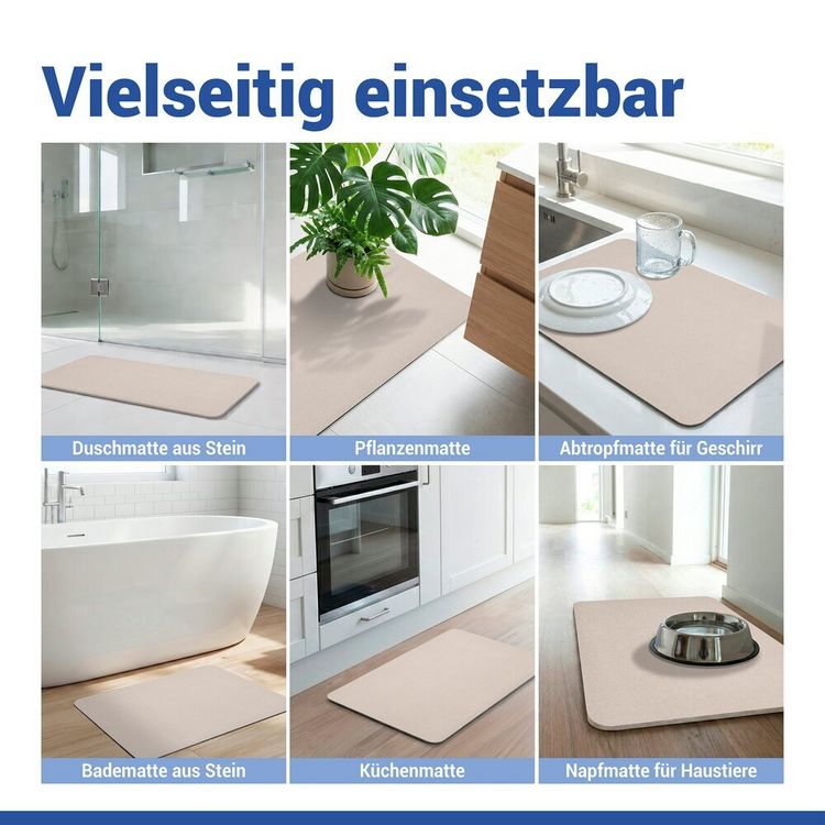 Produktbild: Diatomit Badematte Mod. Simi Ecru, 60 x 39 cm, schnelltrocknend und rutschsicher