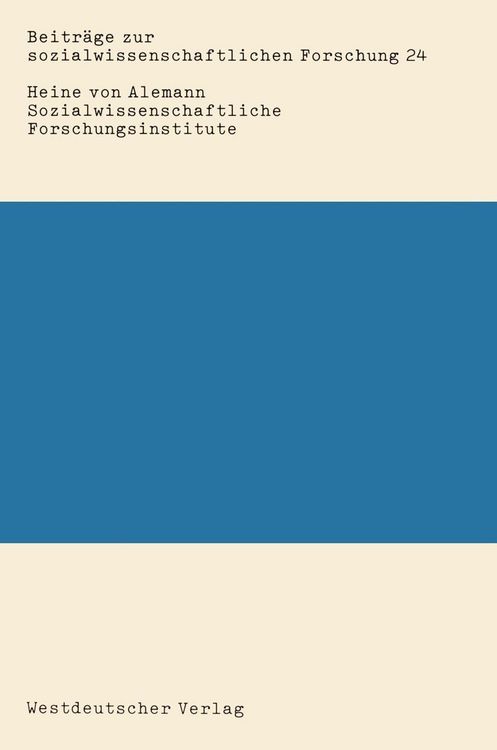 Produktbild: Sozialwissenschaftliche Forschungsinstitute