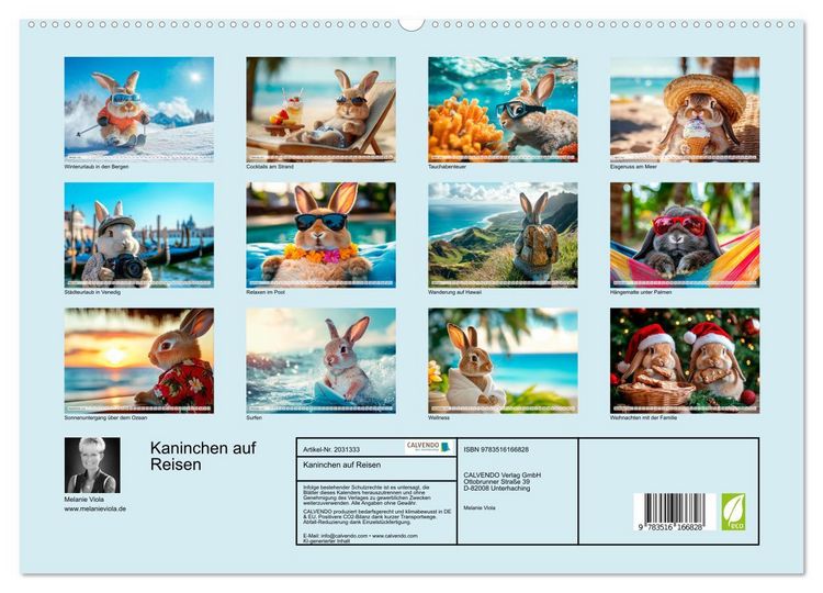 Produktbild: Kaninchen auf Reisen (hochwertiger Premium Wandkalender 2026 DIN A2 quer), Kunstdruck in Hochglanz