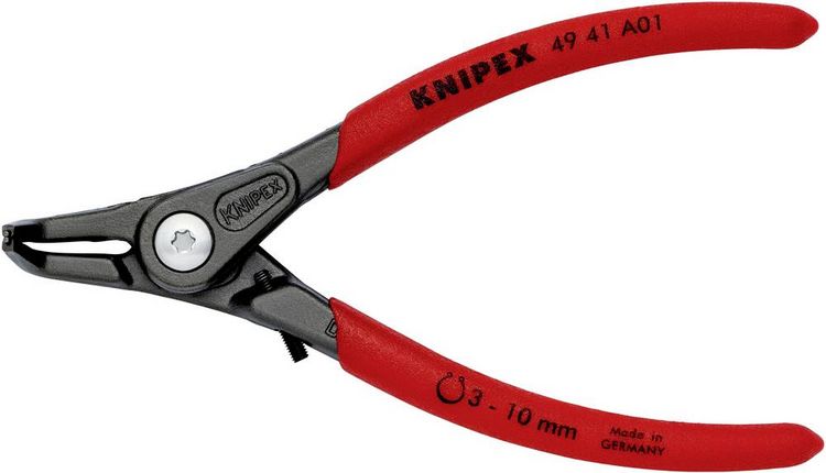 Produktbild: Knipex 49 41 A01 Seegeringzange Passend f&uuml;r (Seegeringzangen) Au&szlig;enringe 3-10 mm Spitzenform (Details) abgewinkelt 90&deg;, gerade