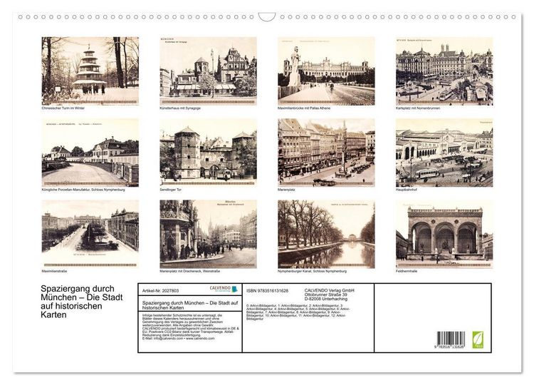 Produktbild: Spaziergang durch M&uuml;nchen &ndash; Die Stadt auf historischen Karten (Wandkalender 2026 DIN A2 quer), CALVENDO Monatskalender
