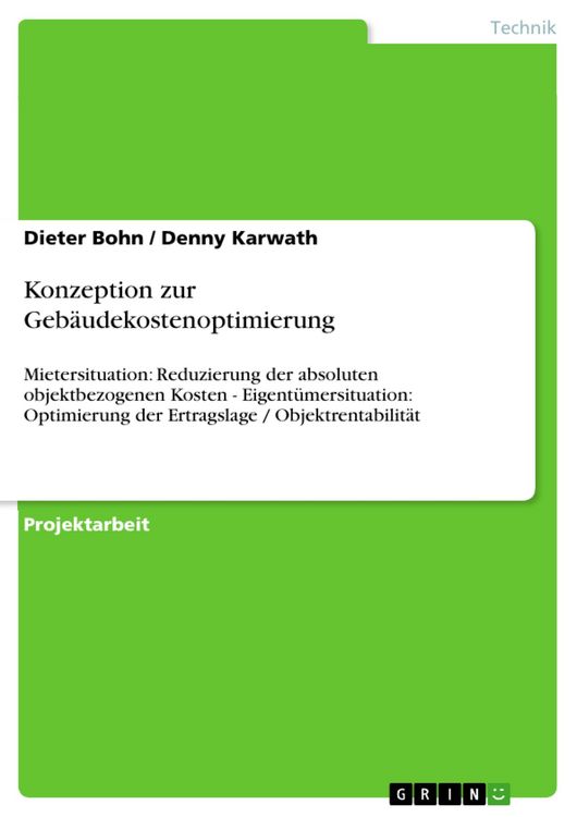 Produktbild: Konzeption zur Geb&auml;udekostenoptimierung