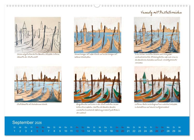 Produktbild: Mal einfach mit ! 12 ausf&uuml;hrliche Schritt f&uuml;r Schritt Anleitungen (hochwertiger Premium Wandkalender 2026 DIN A2 quer), Kunstdruck in Hochglanz