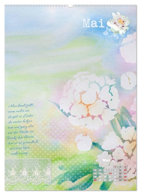 Produktbild: Jahr der Dankbarkeit &ndash; Scrapbooking-Kalender (Wandkalender 2026 DIN A2 hoch), CALVENDO Monatskalender
