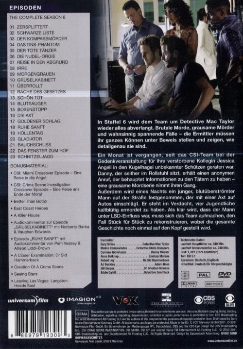Produktbild: CSI: NY - Season 6 [6 DVDs]