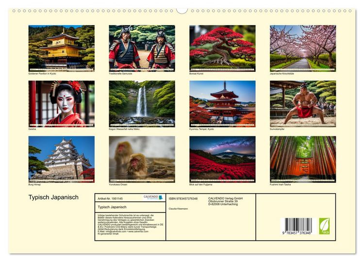 Produktbild: Typisch Japanisch (hochwertiger Premium Wandkalender 2026 DIN A2 quer), Kunstdruck in Hochglanz