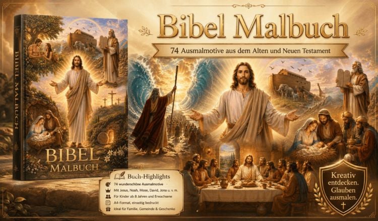 Produktbild: Bibel Malbuch f&uuml;r Kinder ab 8 Jahren und Erwachsene mit 74 wundersch&ouml;nen Ausmalmotiven aus dem Alten und Neuen Testament