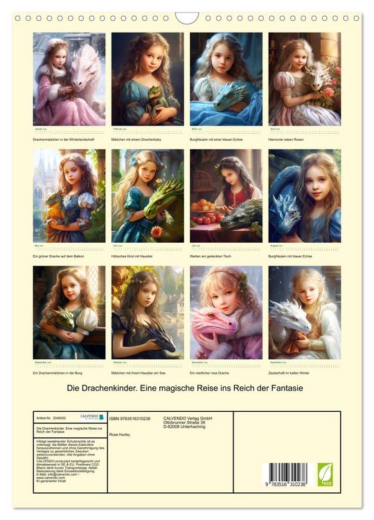Produktbild: Die Drachenkinder. Eine magische Reise ins Reich der Fantasie (Wandkalender 2026 DIN A3 hoch), CALVENDO Monatskalender