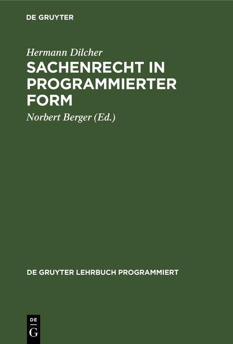 Produktbild: Sachenrecht in programmierter Form