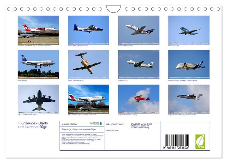 Produktbild: Flugzeuge - Starts und Landeanfl&uuml;ge (Wandkalender 2026 DIN A4 quer), CALVENDO Monatskalender