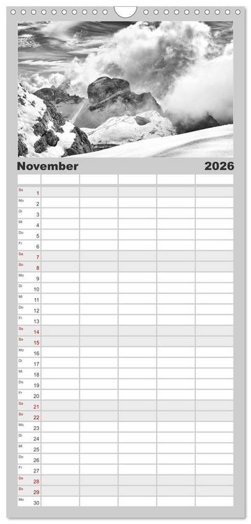 Produktbild: Familienplaner 2026 - Bergsucht 2026 mit 5 Spalten (Wandkalender, 21 x 45 cm) CALVENDO