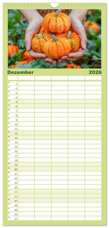 Produktbild: Familienplaner 2026 - Mein Gem&uuml;segarten - Ein Jahr knackig frisches Gem&uuml;se mit 5 Spalten (Wandkalender, 21 x 45 cm) CALVENDO