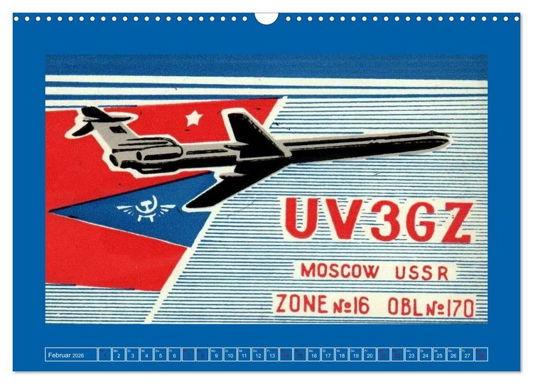 Produktbild: &Uuml;ber den Wolken - Flugzeuge des 20. Jahrhunderts auf Amateurfunkkarten (Wandkalender 2026 DIN A3 quer), CALVENDO Monatskalender