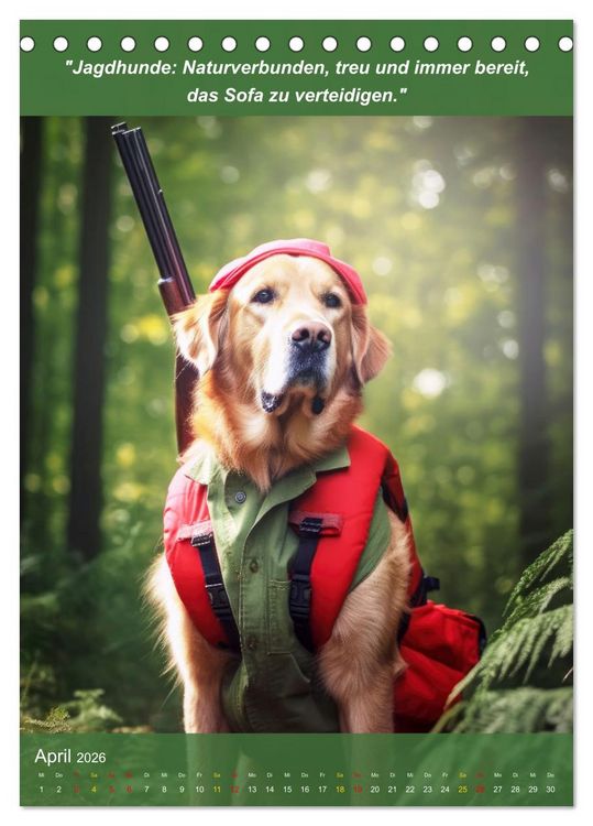 Produktbild: Lustige Jagdhunde mit J&auml;gerlatein (Tischkalender 2026 DIN A5 hoch), CALVENDO Monatskalender