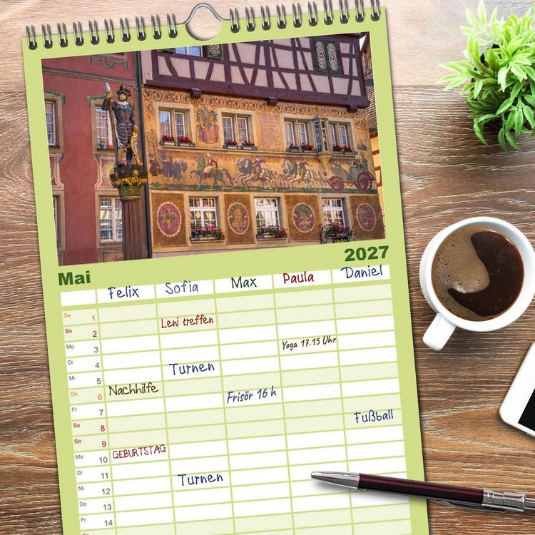 Produktbild: Familienplaner 2027 - Charmantes Stein am Rhein mit 5 Spalten (Wandkalender, 21 x 45 cm) CALVENDO
