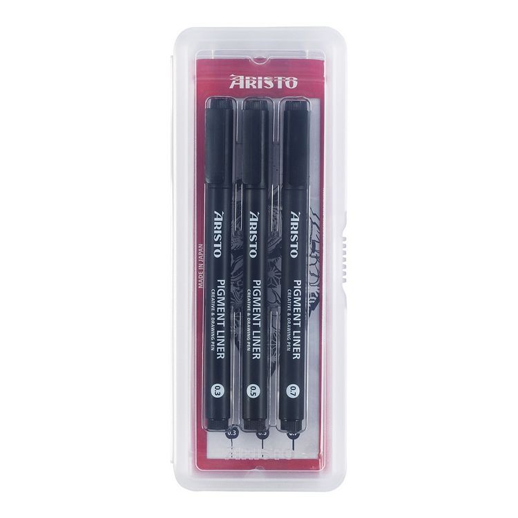 Produktbild: ARISTO Pigment Liner 3er-Set schwarz, St&auml;rken 0.3/0.5/0.7 mm