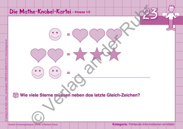 Produktbild: Die Mathe-Knobel-Kartei &ndash; Klasse 1/2
