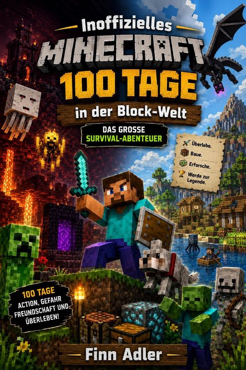 Produktbild: Inoffizielles Minecraft 100 Tage in der Block-Welt: Das gro&szlig;e Survival-Abenteuer