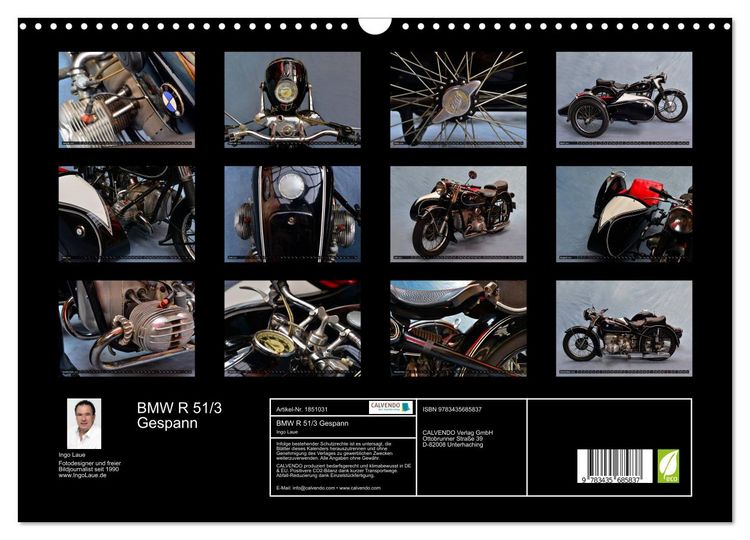 Produktbild: BMW R 51/3 Gespann (Wandkalender 2025 DIN A3 quer), CALVENDO Monatskalender