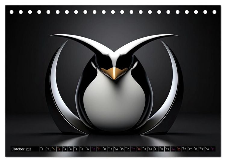 Produktbild: PINGUINE - modern Art (Tischkalender 2026 DIN A5 quer), CALVENDO Monatskalender