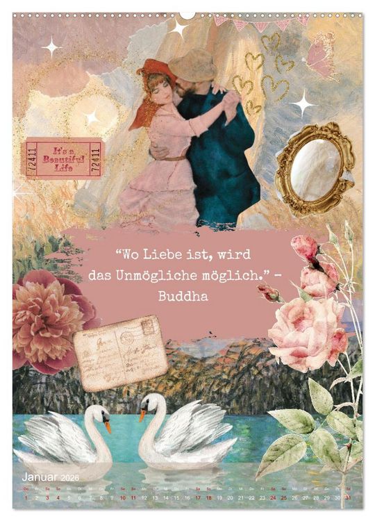 Produktbild: Vintage Vibes &ndash; Frauen, Kunst und Worte (Wandkalender 2026 DIN A2 hoch), CALVENDO Monatskalender