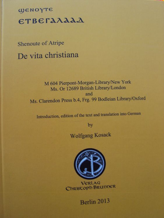 Produktbild: Shenoute of Atripe "De vita christiana"