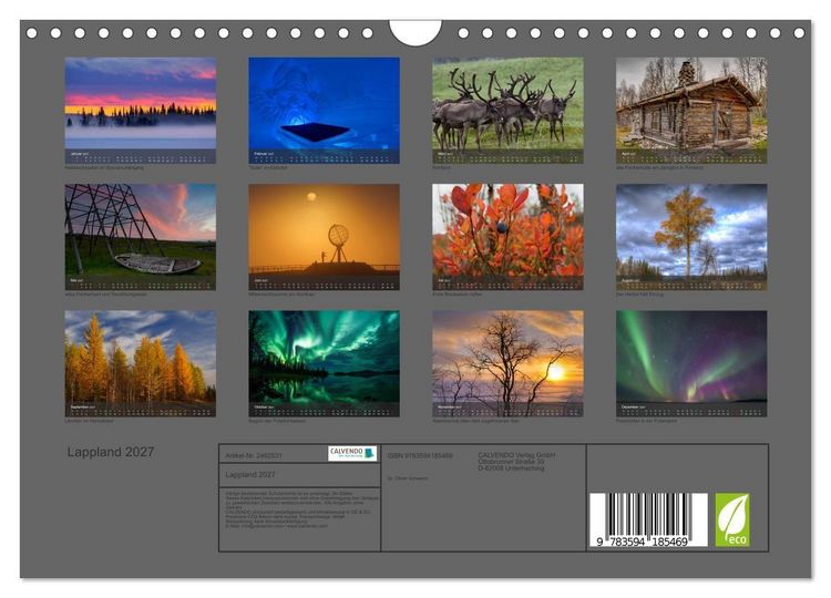 Produktbild: Lappland 2027 (Wandkalender 2027 DIN A4 quer), CALVENDO Monatskalender