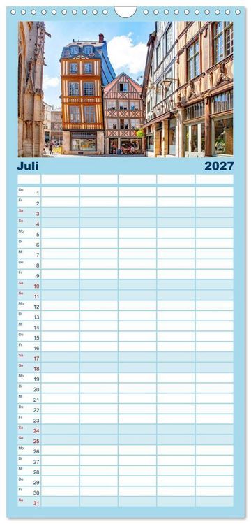 Produktbild: Familienplaner 2027 - Rouen - ein traumhaftes Reiseziel mit 5 Spalten (Wandkalender, 21 x 45 cm) CALVENDO