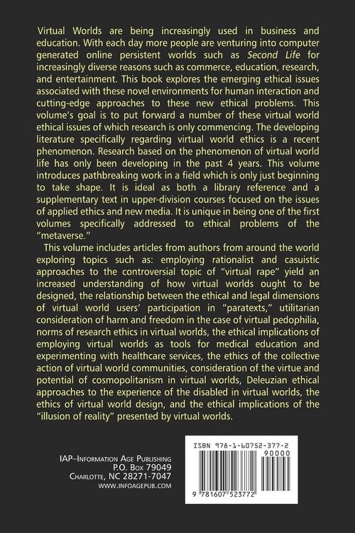 Produktbild: Emerging Ethical Issues of Life in Virtual Worlds (PB)