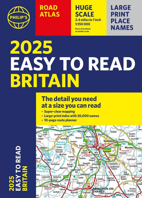Produktbild: 2025 Philip's Easy to Read Road Atlas of Britain