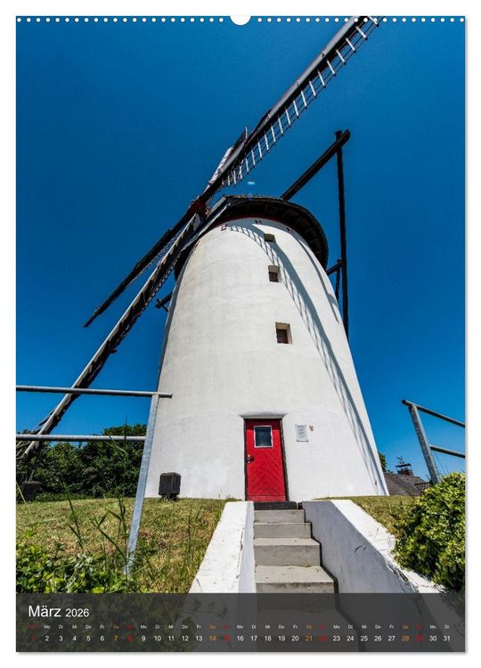 Produktbild: Windm&uuml;hlen mit Fl&uuml;gel am Niederrhein (hochwertiger Premium Wandkalender 2026 DIN A2 hoch), Kunstdruck in Hochglanz