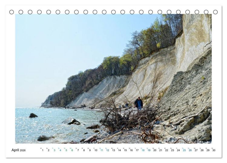 Produktbild: Kreidefelsen Insel R&uuml;gen - Sonne, Wind und Ostsee (Tischkalender 2026 DIN A5 quer), CALVENDO Monatskalender