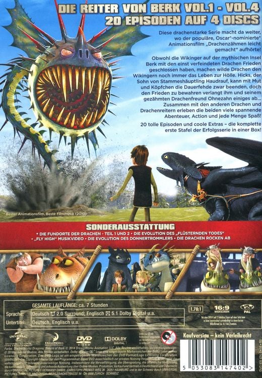 Produktbild: Dragons - Die Reiter von Berk - Staffel 1 / Vol. 1-4 [4 DVDs]