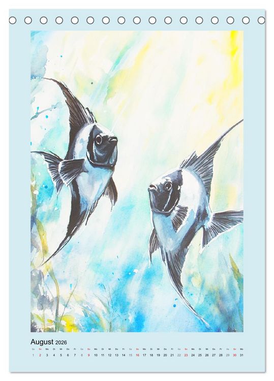 Produktbild: Ozeanpoesie. Die Unterwasserwelt im Aquarell-Stil (Tischkalender 2026 DIN A5 hoch), CALVENDO Monatskalender