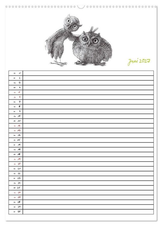 Produktbild: Tieronisch Eulen (Wandkalender 2027 DIN A2 hoch), CALVENDO Monatskalender