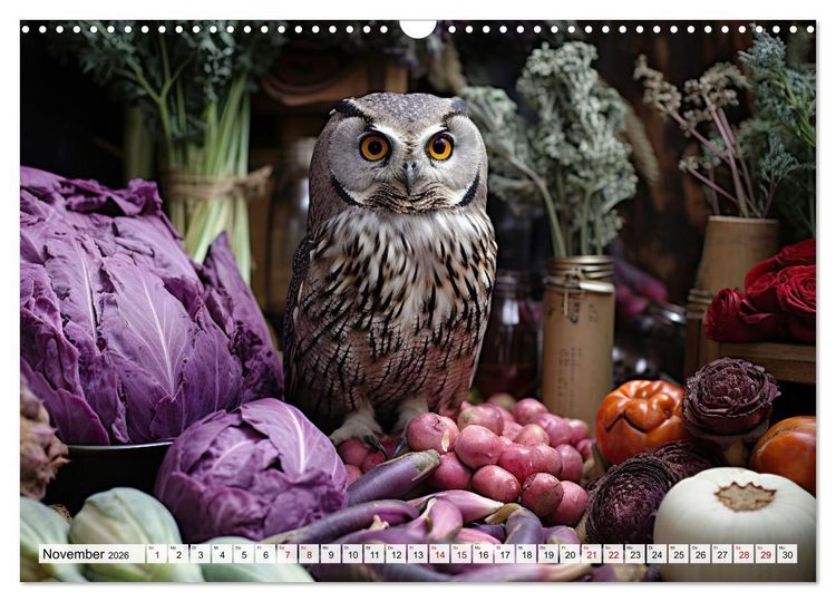 Produktbild: Stillleben mit Eule (Wandkalender 2026 DIN A3 quer), CALVENDO Monatskalender